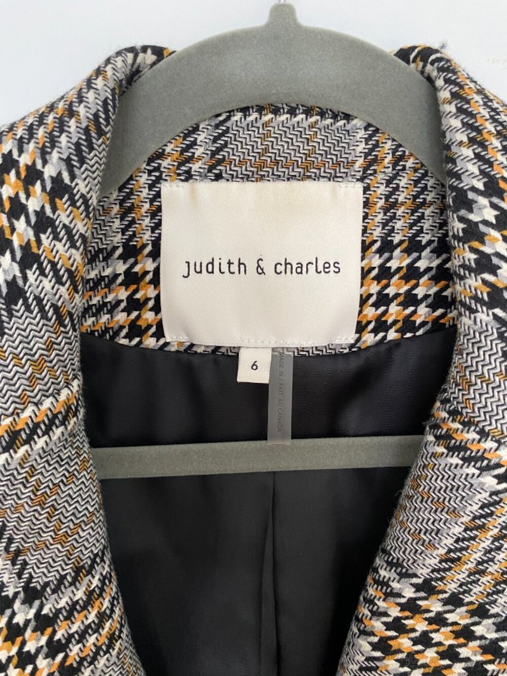 Judith & Charles Prince of Wales Plaid Wool Blend Coat – Size 6 - Picture 3 of 3